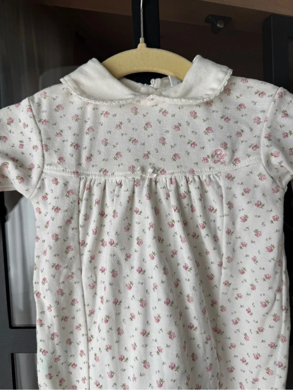 Ralph Lauren floral footies peter pan collar lace newborn baby girl coverall